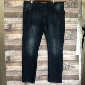 Kaalu Jeans Mens 42x32 Blue Dark Wash Relaxed Tapered Hip Hop Street Baggy